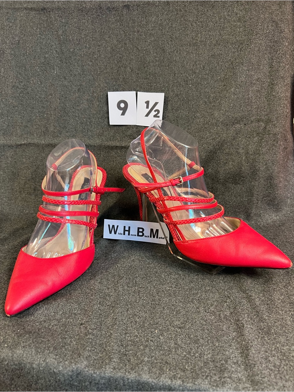 WHBM Red Strappy Pointed-Toe Women's Heels